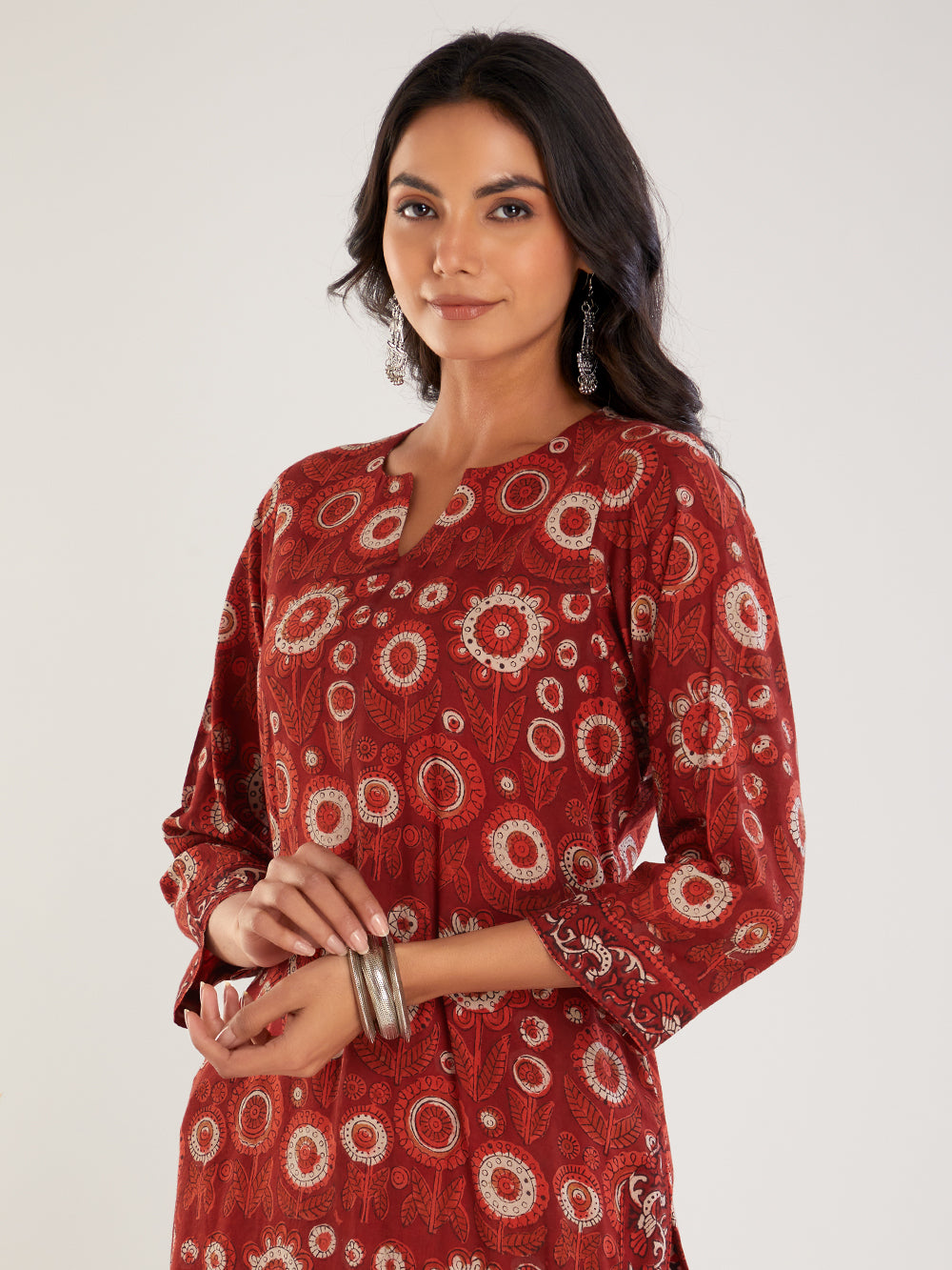 Red & Beige Vanaspati Ajrak Cotton Suit- Set of 3