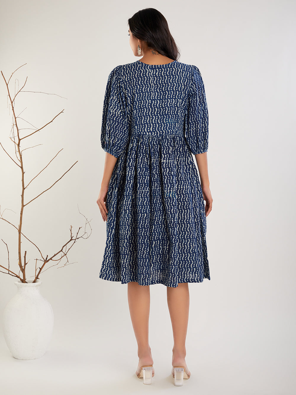 Indigo hand Block Print cotton Frock