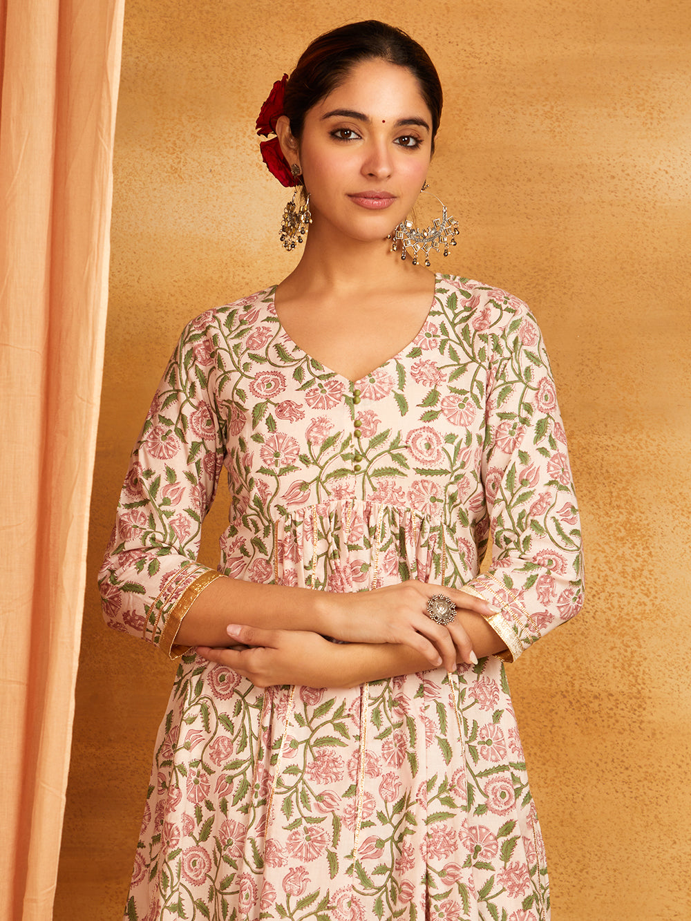 Green Kalidar with Gota Pati Short Kurta and Sharara