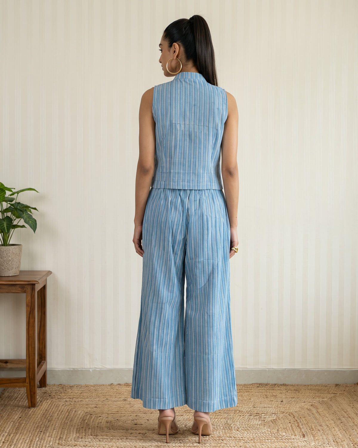 Sky Blue Stripes Cotton Co-Ord Set