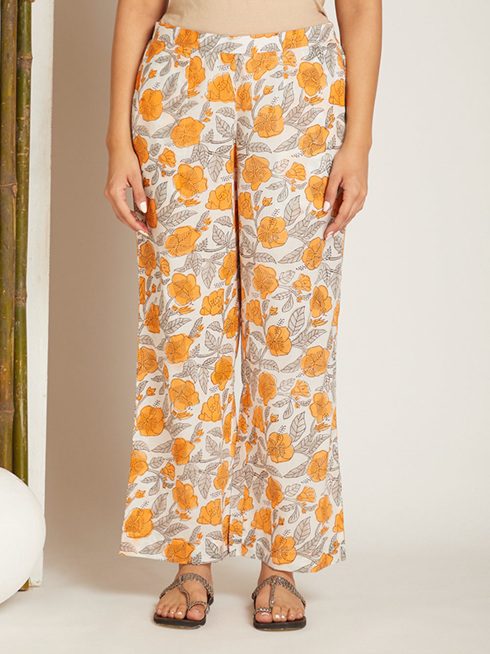 Mustard Yellow Block Printed Kurta with Pants