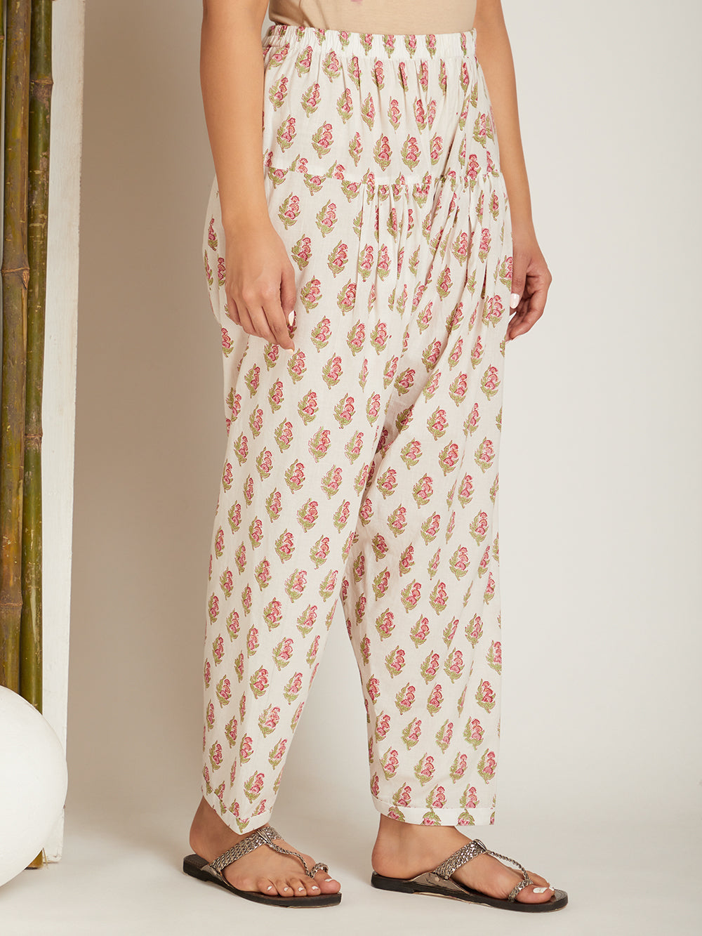 Off White Block Printed Kurta with Salwar