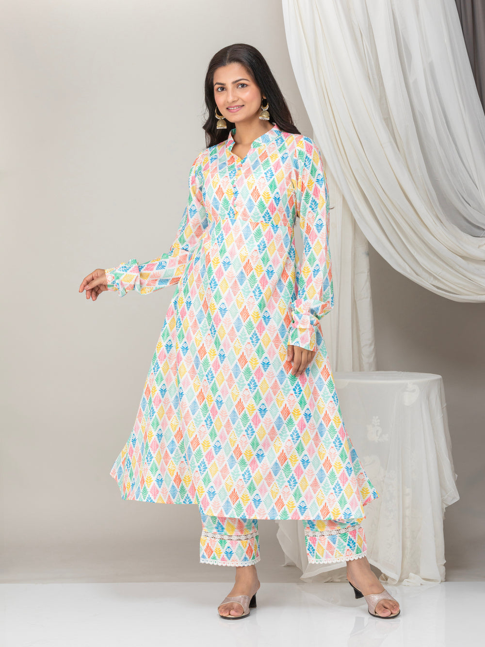 White printed Muslin Co-Ord Set of 2