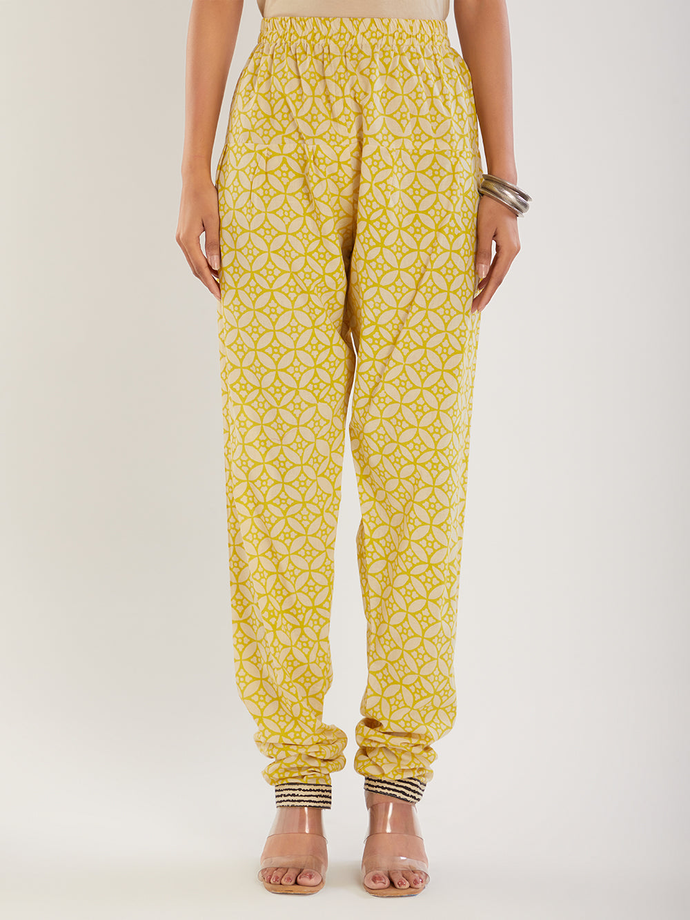 Black & yellow Chanderi silk Hand Block Print Suit Set- Set of 3