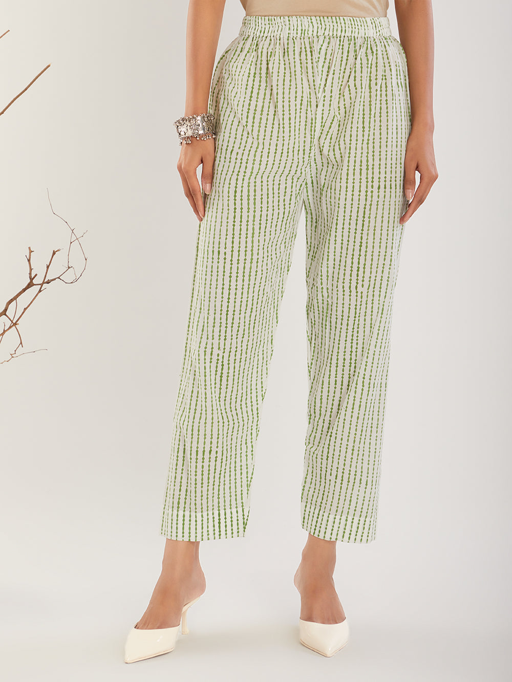 Green Hand Block Print Suit Set- Set of 3