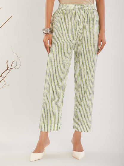 Green Hand Block Print Suit Set- Set of 3