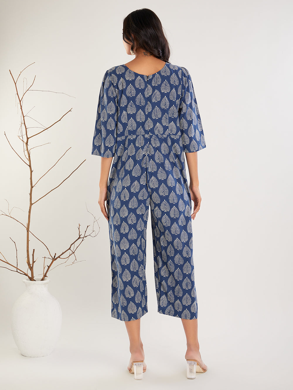 Indigo hand Block Print cotton Jumpsuit