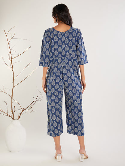 Indigo hand Block Print cotton Jumpsuit