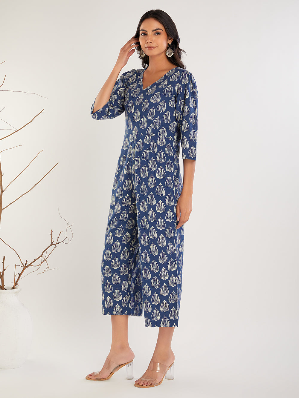 Indigo hand Block Print cotton Jumpsuit