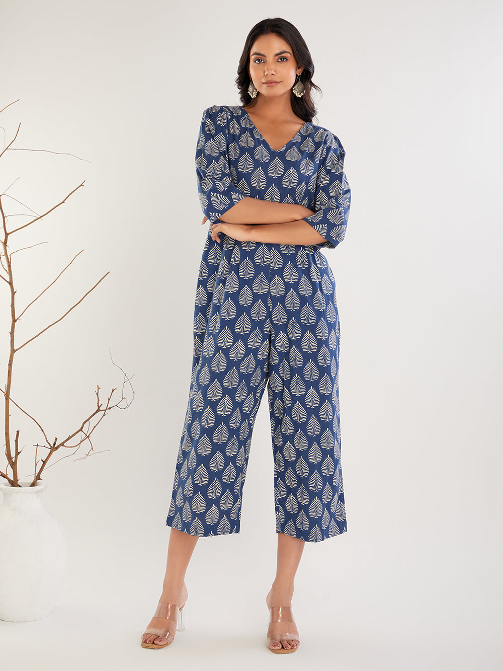Indigo hand Block Print cotton Jumpsuit