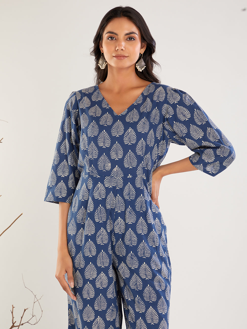 Indigo hand Block Print cotton Jumpsuit