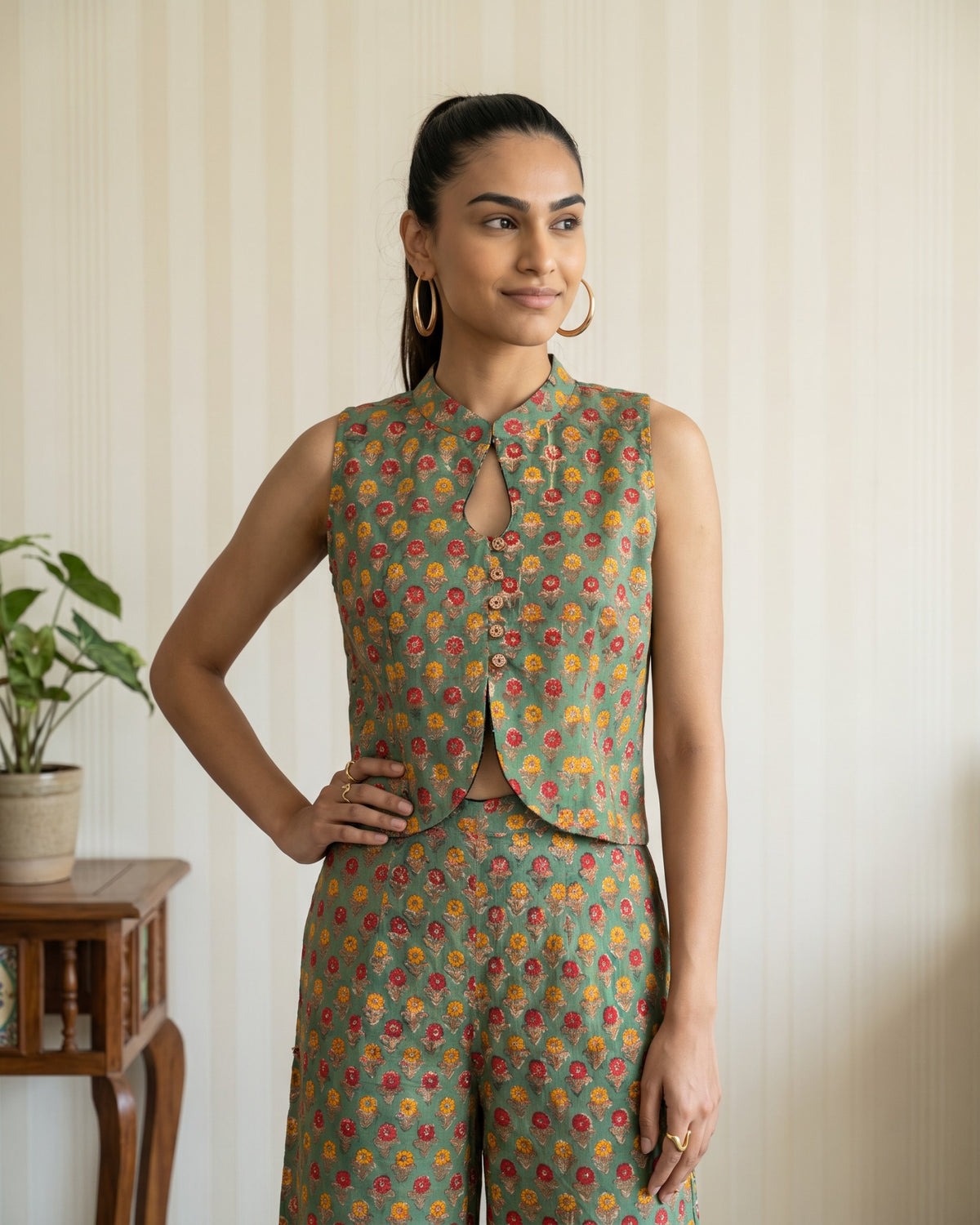Green Hand Block Printed Cotton Co-Ord Set