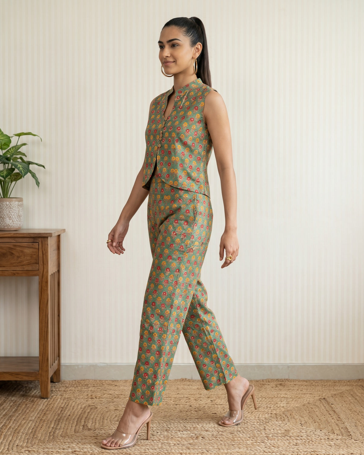 Green Hand Block Printed Cotton Co-Ord Set
