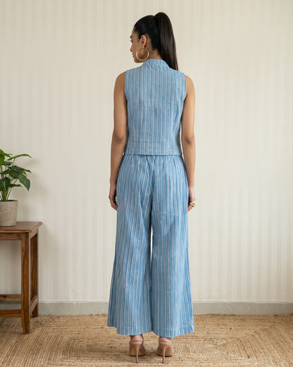 Sky Blue Stripes Cotton Co-Ord Set