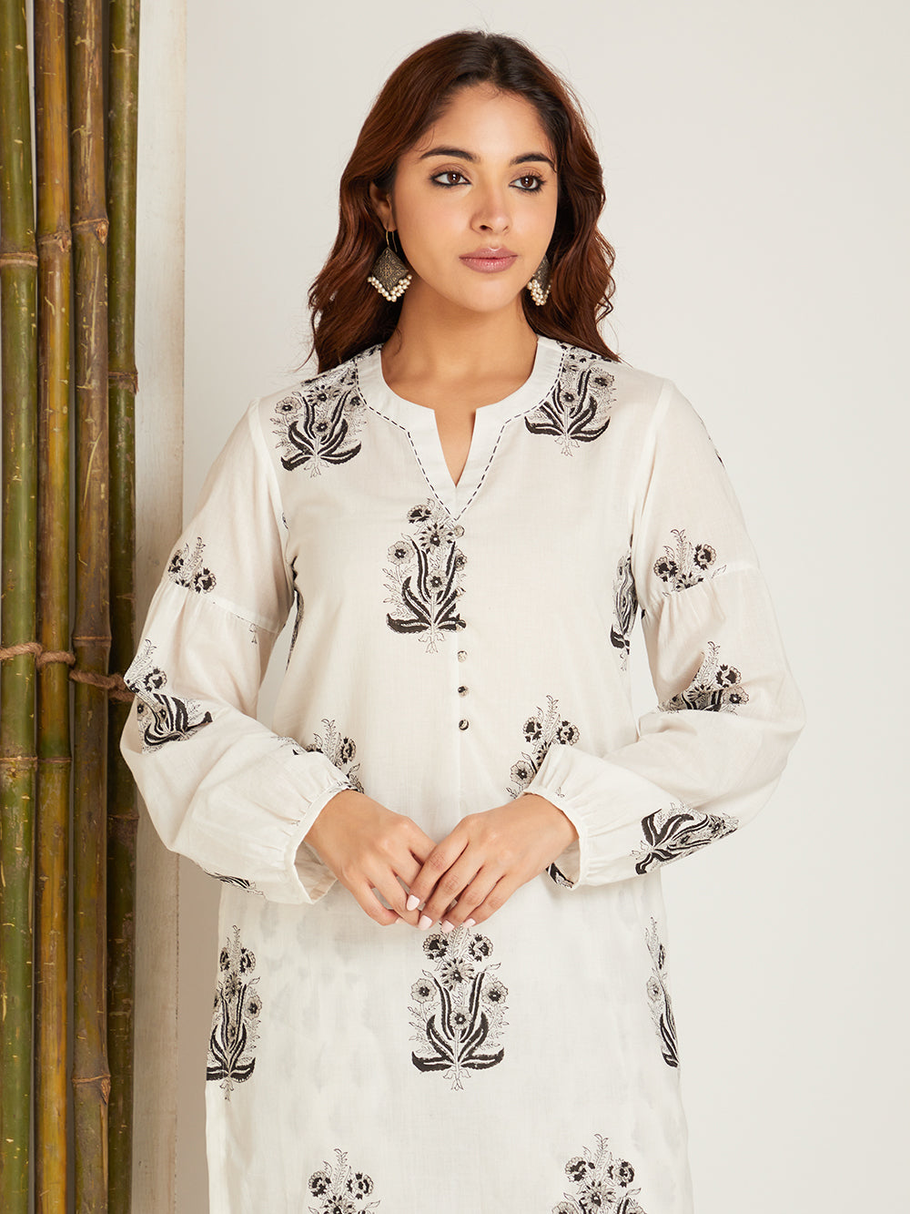 Black Block Printed Kurta with Salwar
