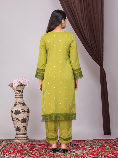 Green Tabby Silk Co-Ord Set of 2