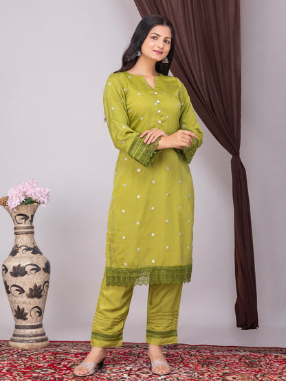 Green Tabby Silk Co-Ord Set of 2