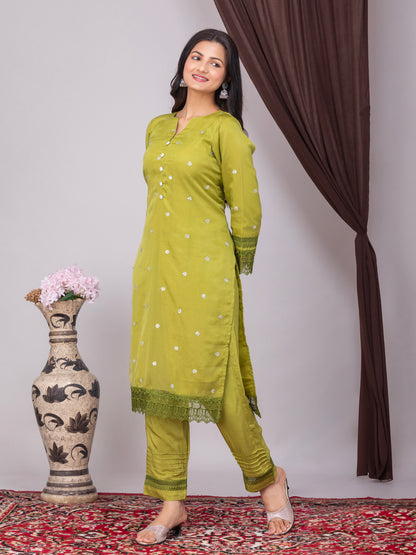 Green Tabby Silk Co-Ord Set of 2